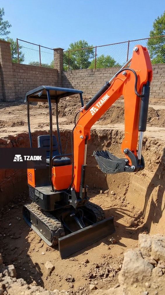 Miniexcavadora De 1T Motor 10Hp Orugas De Goma 5